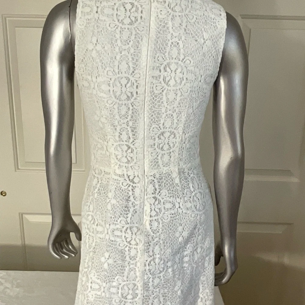 TopShop white sleeveless eyelet Lace Sleeveless short dress Women Size 4 - Picture 2 of 9